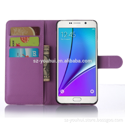 Factory Price Lichee Leather Pouch Wallet Case Folio Stand Cover for Samsung GALAXY A5 A510